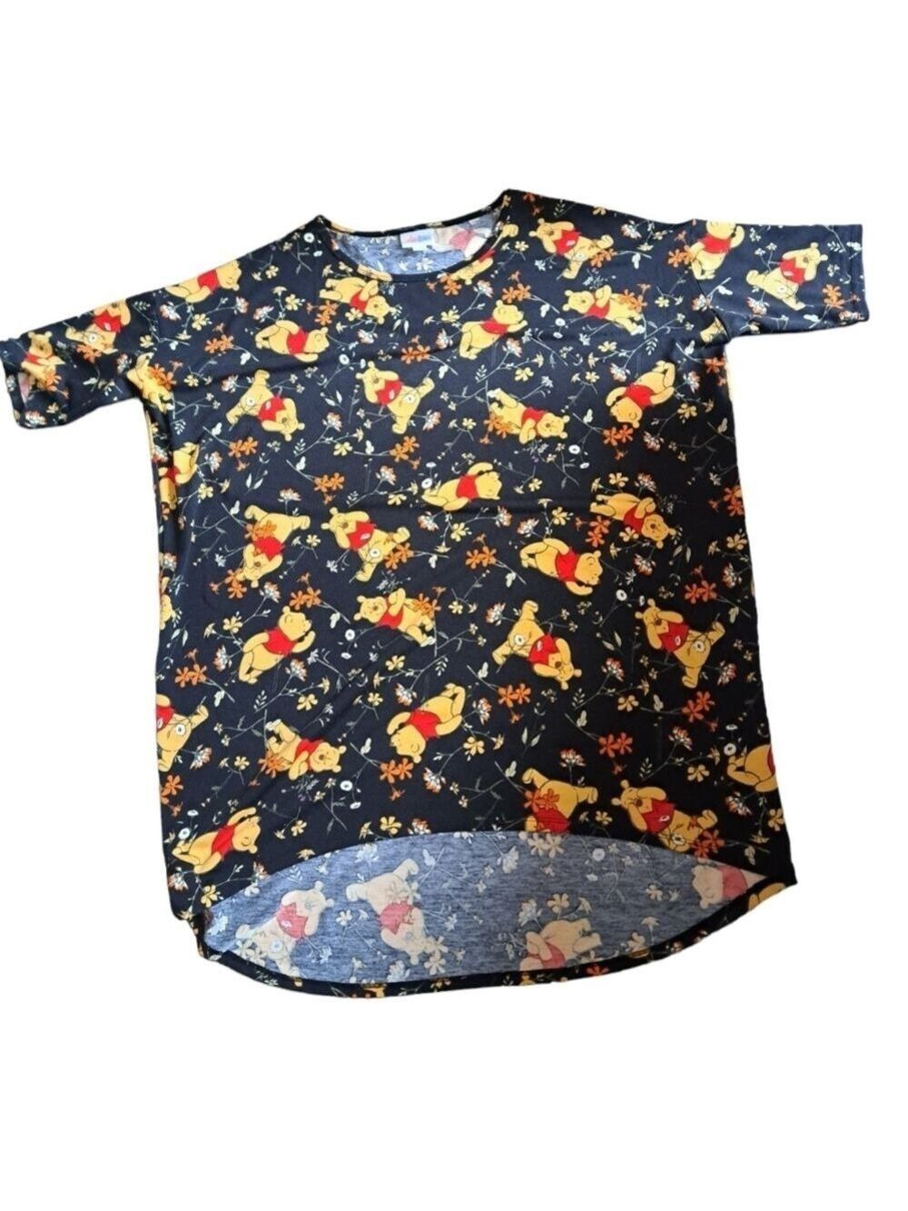 DISNEY LULAROE COLLAB IRMA tunic top Winnie the Pooh floral field coastal M